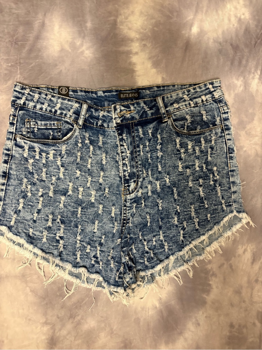 EliteStyle Distressed Light Blue High-Rise Denim Shorts